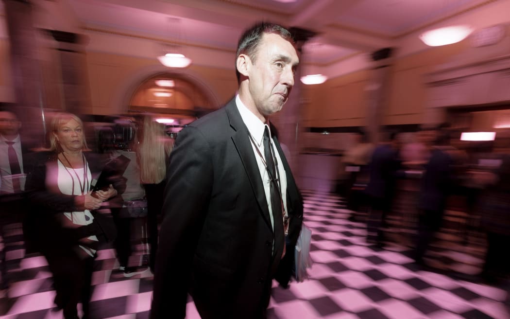 Arbuckle makes his way into the House of Representatives debating chamber in February.