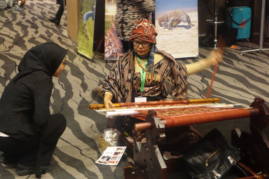 Traditional Indonesian weaving on display at the Pacific Expo in Auckland, 13 July 2019