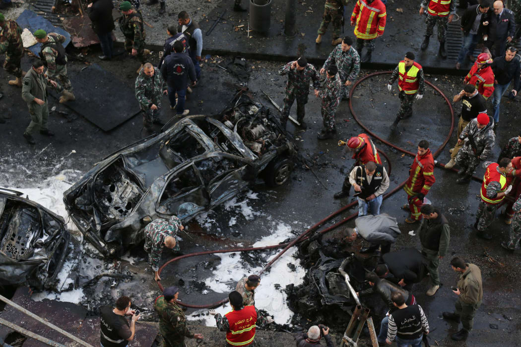 The bomb scene in Beirut.