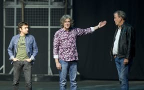 Richard Hammond, James May and Jeremy Clarkson during a Top Gear show in Belgium in 2013.