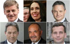 Bill English, Jacinda Ardern, James Shaw, Winston Peters, Te Ururoa Flavell and David Seymour