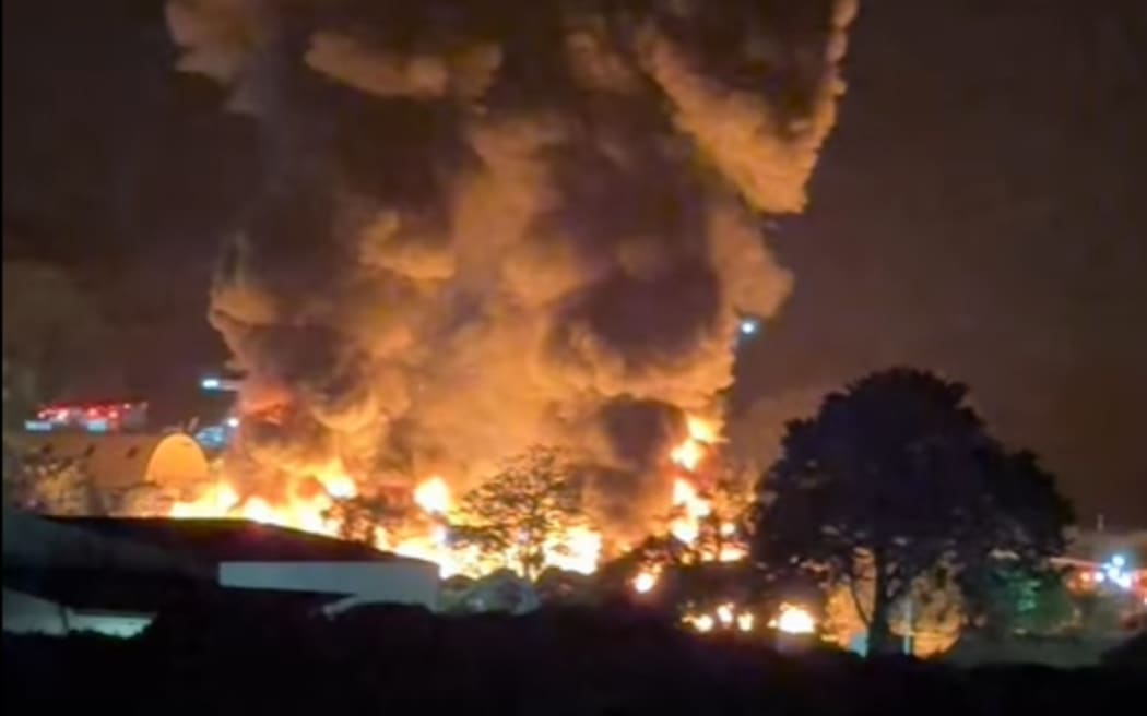 More than 60 firefighters tackled a large fire at a recyling facility in Waiuku on Monday night.