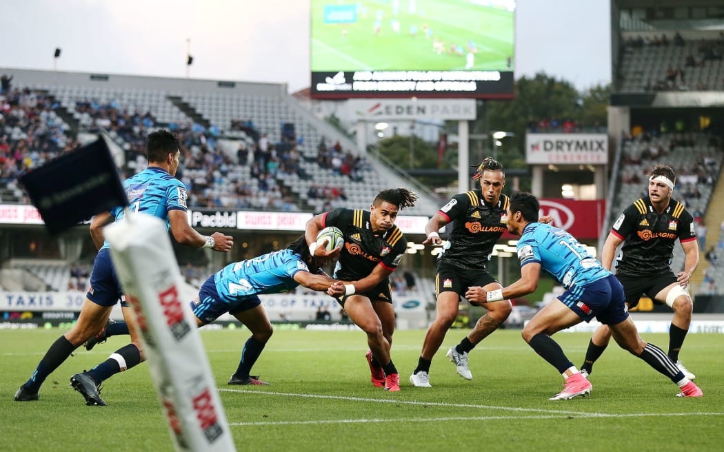 Johnny Faauli of the Chiefs on the charge against the Blues at Eden Park.

2 March 2018