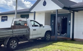 A ute outside the Murupara Police Station.