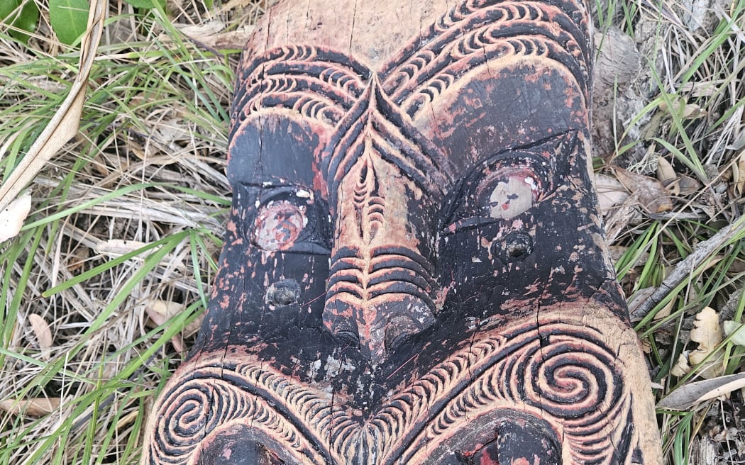 This large Ngāpuhi-style carving was found washed up on a Northland beach at Kokinga Point, in the Bay of Islands.
