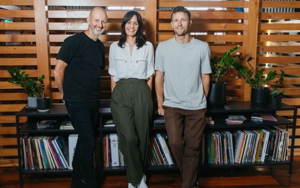 Adam Holt (left), former chairman of Universal Music New Zealand, with Myra Hemara and Matt Kidd.