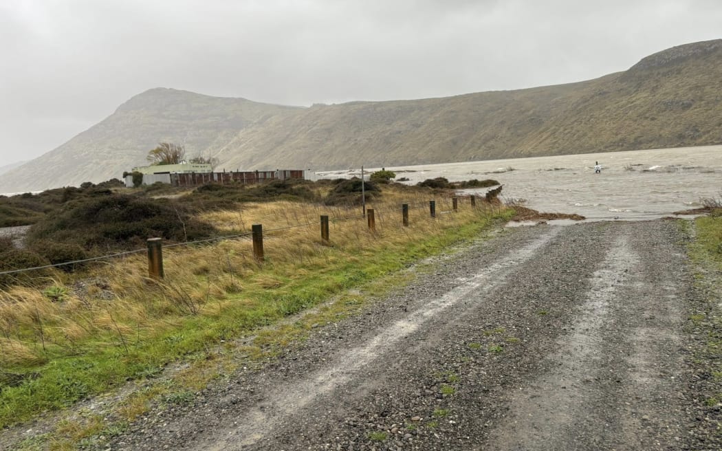 Lake Forsyth during heavy rain in Canterbury on March 1, 2025.