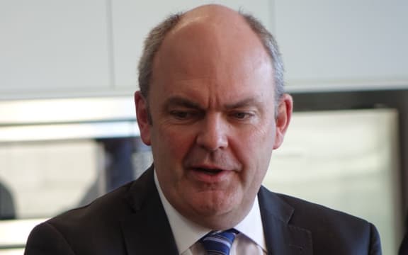 Steven Joyce visiting Silver Fern Farm headquarters in Dunedin on Tuesday 16 September.