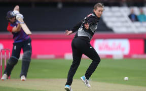 White Ferns captain Sophie Devine in action against England 2021.