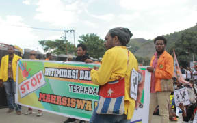 Young Papuans demonstrate in Jayapura following racist attacks on Papuan students, 20 August 2019