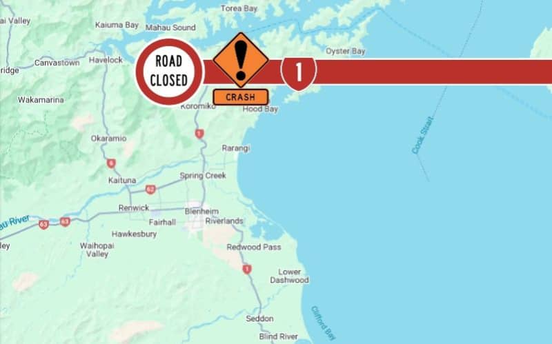 State Highway 1, south of Ward in Marlborough closed due to crash | RNZ