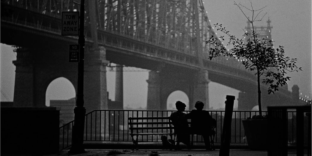 Woody Allen and Diane Keaton contemplate the East River in Allen’s gloriously black and white Manhattan.