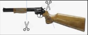 A graphic provided by police shows how the Alfa firearms are sometimes sawn off or cut.