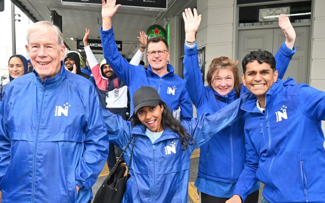 Mahesh Muralidhar with National volunteers in Auckland.