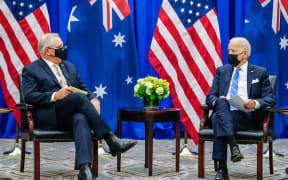 US President Joe Biden meets Australian Prime Minister Scott Morrison in New York on the sideline of the United Nations General Assembly meeting on 21 September, 2021.