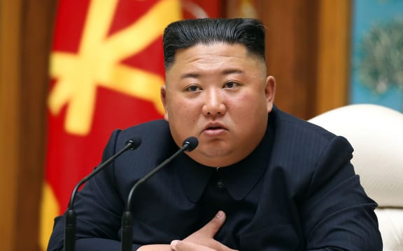 Kim Jong Un speaks during a meeting of the Political Bureau of the Central Committee of the Workers' Party of Korea on 11 April.