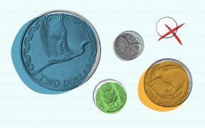 Coins with colour overlays showing the disparity in party political donations