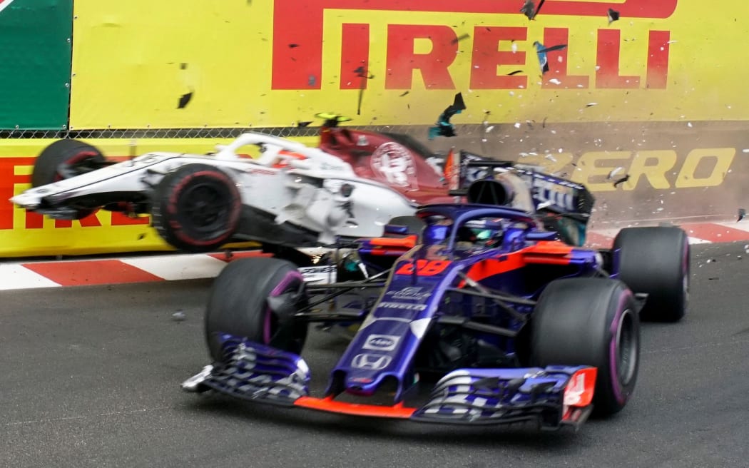 It's been a tough first up season in F1 for Brendon Hartley.  Here he crashes with Frenchman Charles Leclerc in Monaco.