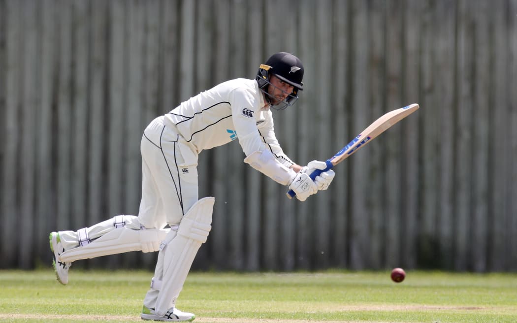 Devon Conway batting in Black Caps intra-squad game in Southampton. 2021.