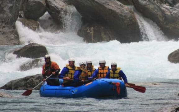 Josh James Marcotte guides a rafting expedition down the West Coast's Whataroa River.