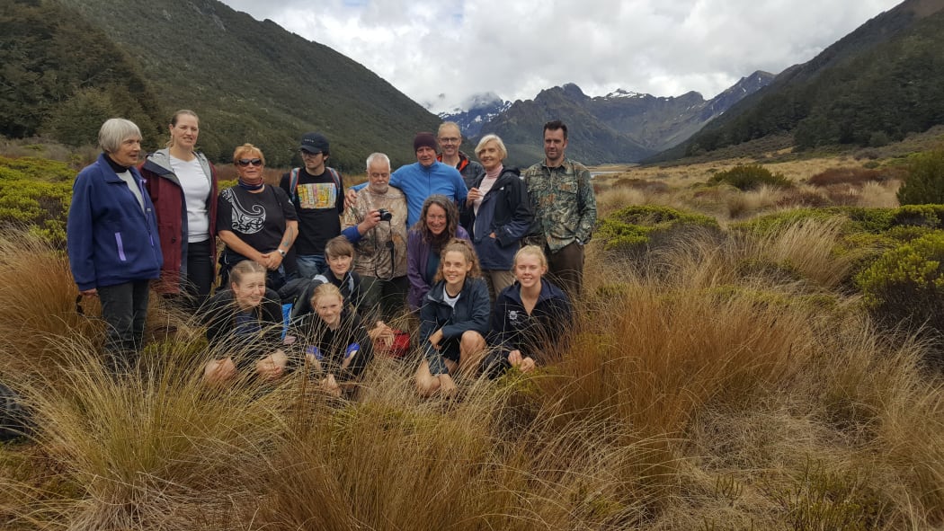 Families of the late Geoffrey Orbell, Joan and Rex Watson, and Neil McCrostie, gathered in Takahe Valley where takahe were rediscovered in 1948.