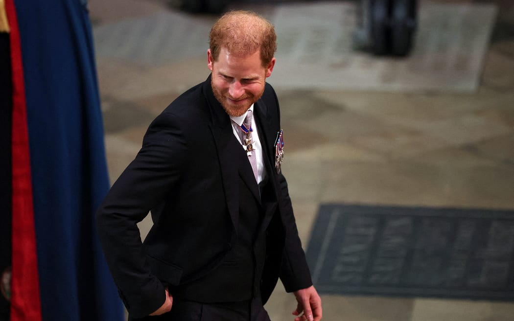 Britain's Prince Harry, Duke of Sussex, arrives at Westminster Abbey in central London on May 6, 2023, ahead of the coronations of Britain's King Charles III and Britain's Camilla, Queen Consort. - The set-piece coronation is the first in Britain in 70 years, and only the second in history to be televised. Charles will be the 40th reigning monarch to be crowned at the central London church since King William I in 1066. Outside the UK, he is also king of 14 other Commonwealth countries, including Australia, Canada and New Zealand. Camilla, his second wife, will be crowned queen alongside him, and be known as Queen Camilla after the ceremony. (Photo by PHIL NOBLE / POOL / AFP)