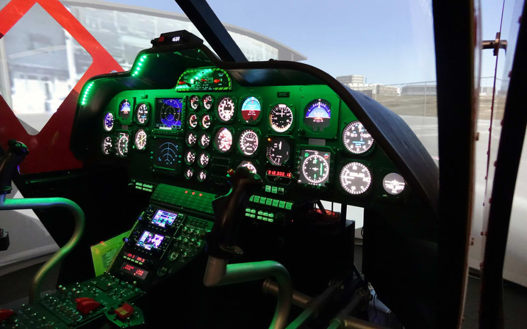 The cockpit of the Auckland Rescue Helicopter Trust's new flight simulator.