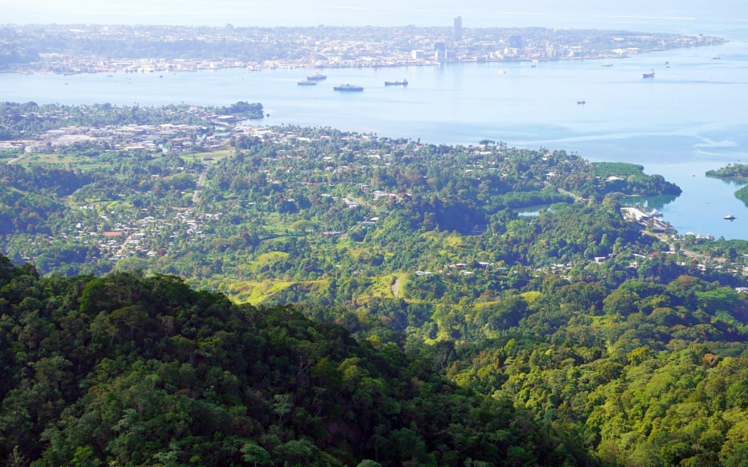 Suva, Fiji, viewed from the top of Mount Korobaba.