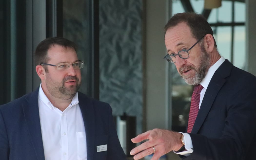 Kaweka Hospital managing director Colin Hutchison with Health Minister Andrew Little