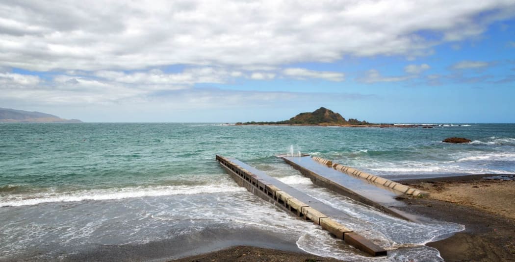Two pipes running out into Island Bay on Wellington's South Coast carry the waters of Paekawakawa Stream as well as the suburb's storm water.
