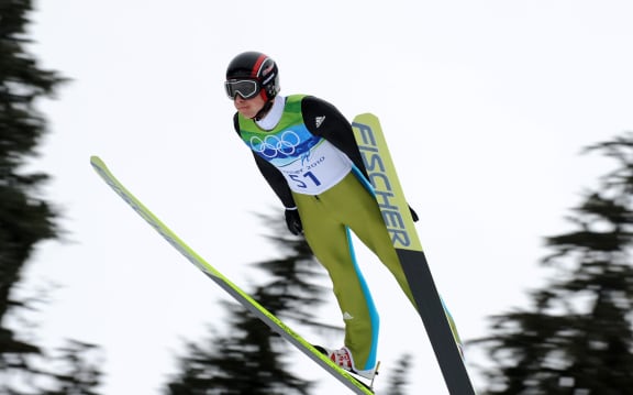 Swiss ski jumper Simon Ammann on his way to Olympic gold in 2010.