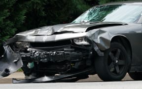 The car that plowed through counter-protesters at the "Unite the Right" rally in Charlottesville, killing Heather Heyer.
