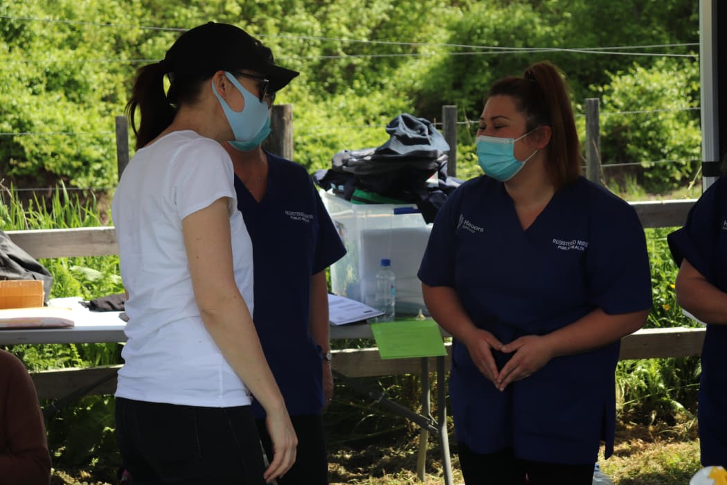 Prime Minister Jacinda Ardern meets staff involved in the Hauora Tairāwhiti and Ngāti Porou vaccination rollout.