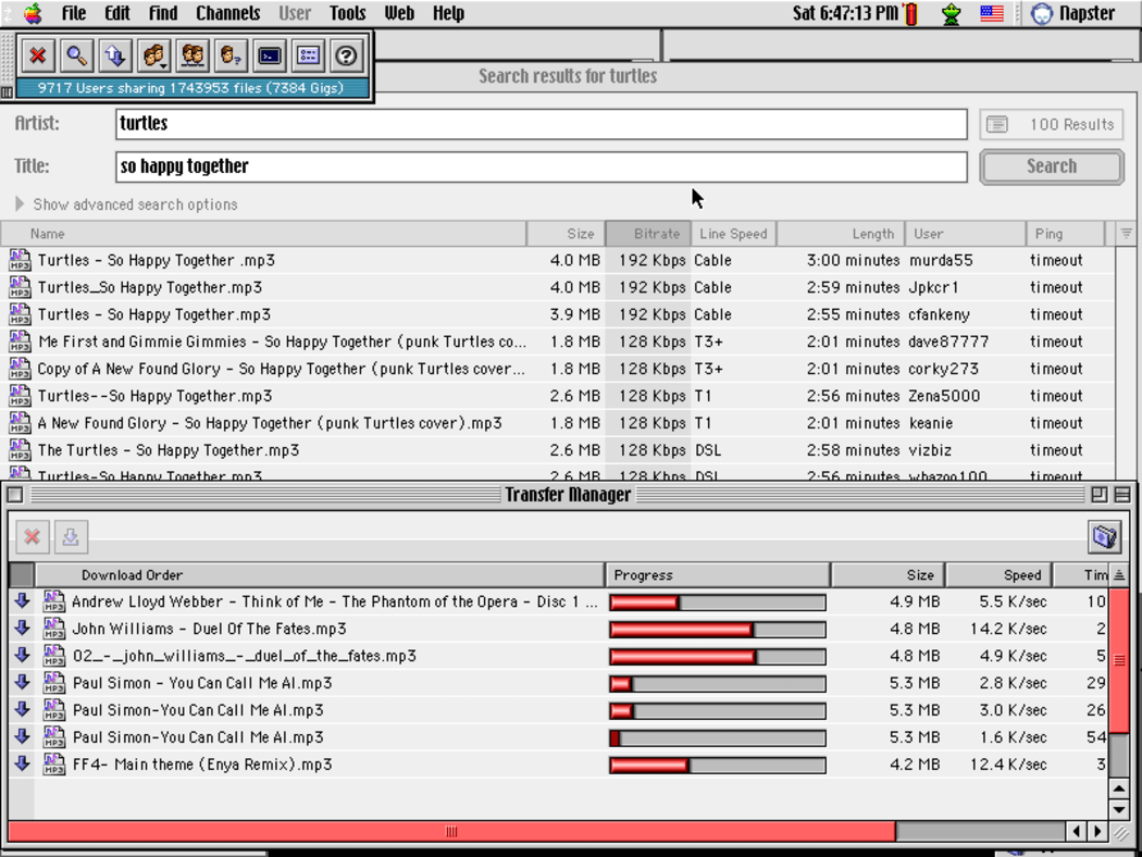 Napster Screenshot