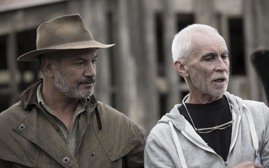 Lee Tamahori and Temuera Morrison on the set of Mahana