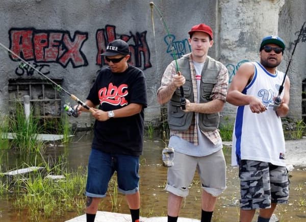(Left to right) Lui Gumaka, Tom Scott and Haz Beats of the NZ hip-hop group Home Brew