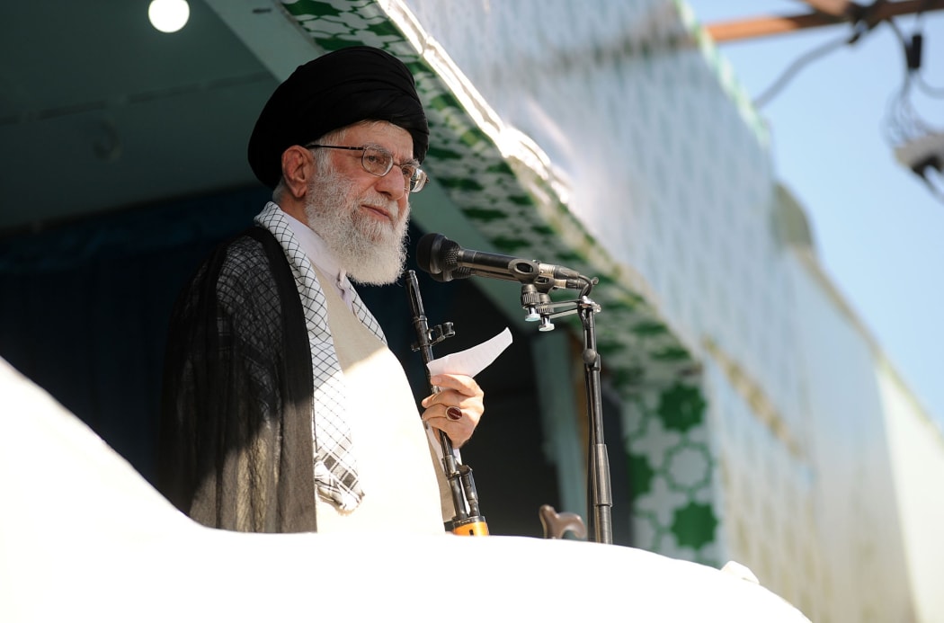 Supreme Leader of Iran, Ayatollah Ali Khamenei making a speech in Iran, on 5 June, 2019.