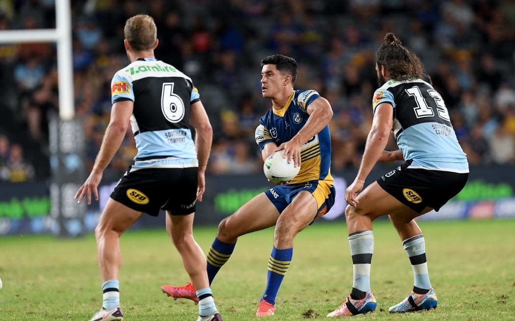 Parramatta Eels Dylan Brown playing against the Cronulla Sharks in 2021.