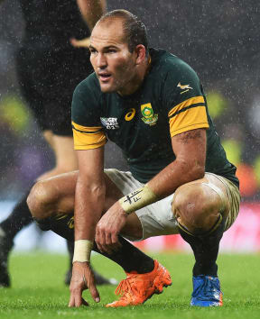 South African captain Fourie du Preez dejected at the end of the match.