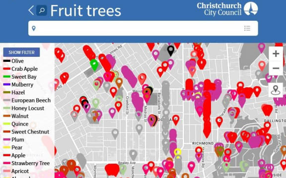 Christchurch City Council's fruit tree map