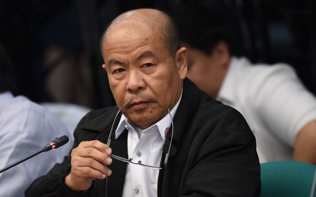 Arturo Lascanas testifies at a Senate hearing in Manila.