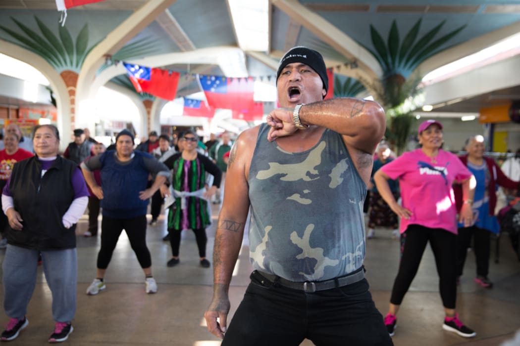 People take part in an open group Zumba session held in Mangere Town Centre