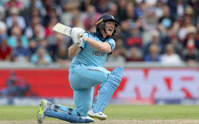 Eoin Morgan hits yet another six during his world record in the Cricket World Cup 2019.