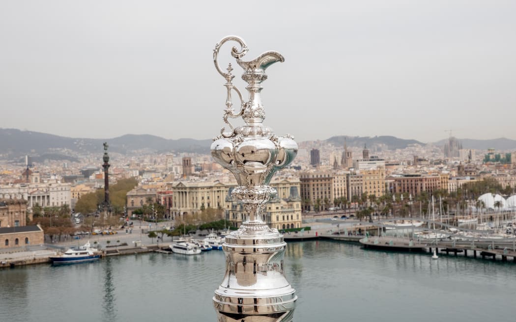 The America's Cup silverware in Barcelona.