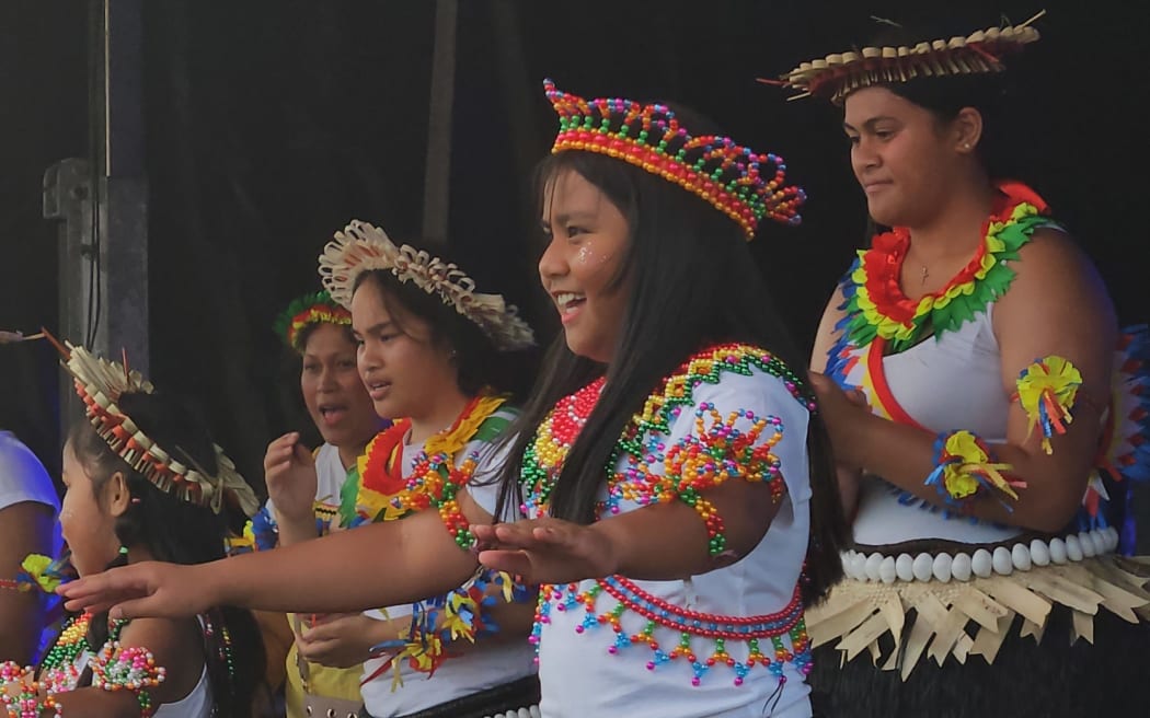 Kiribati youth performing at the Wellington Pasifika Festival 2024.