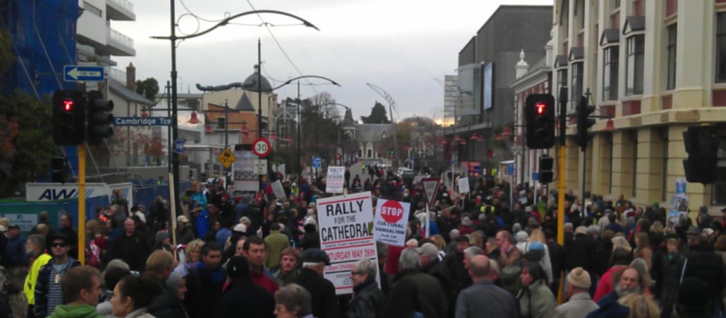 Thousands gathered in protest at the cathedral's demolition.