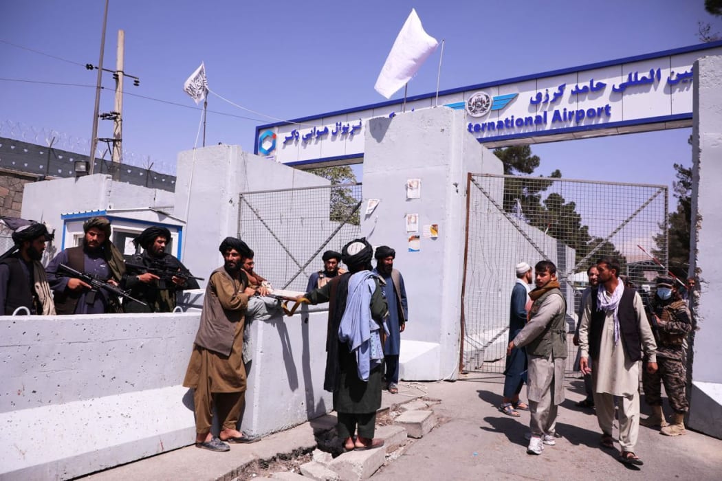 Taliban members set checkpoints around Hamid Karzai International Airport in Afghan capital Kabul on 2 September  2021.