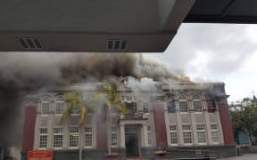 The fire at the Municipal Building on Bank Street in central Whangārei.