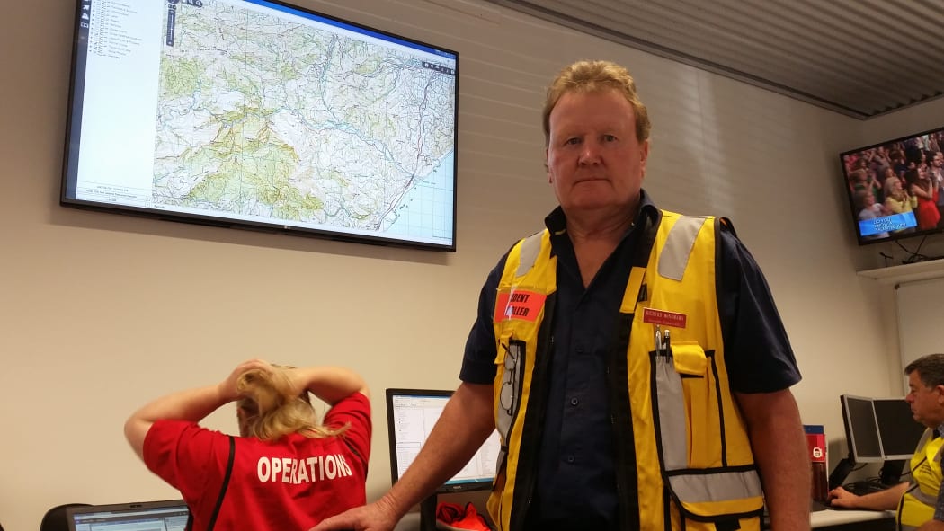 Marlborough civil defence controller Richard McNamara with a map of the Ure River area.
