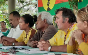 Wali Wahetra (second left) and fellow election candidate Gerard Reignier (second right)